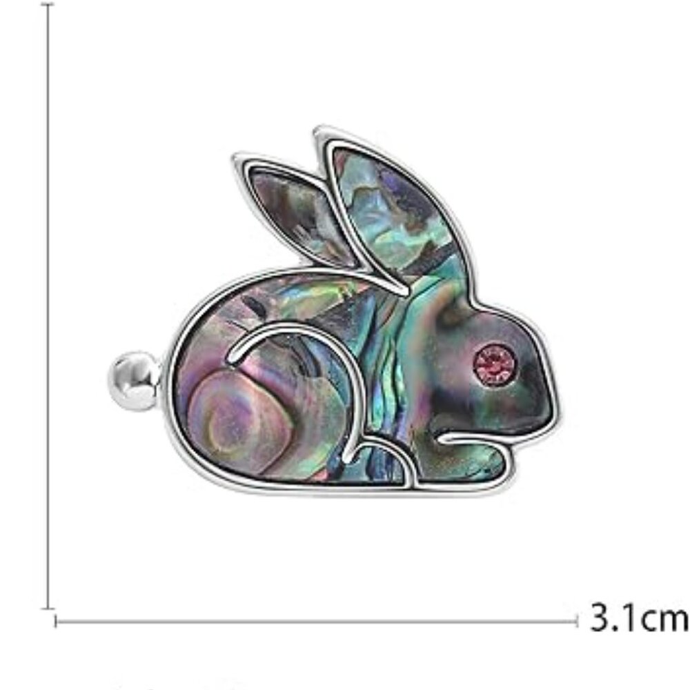 Abalone Shell Rabbit‎ Lapel Pin Brooch Nice !! - Picture 2 of 3